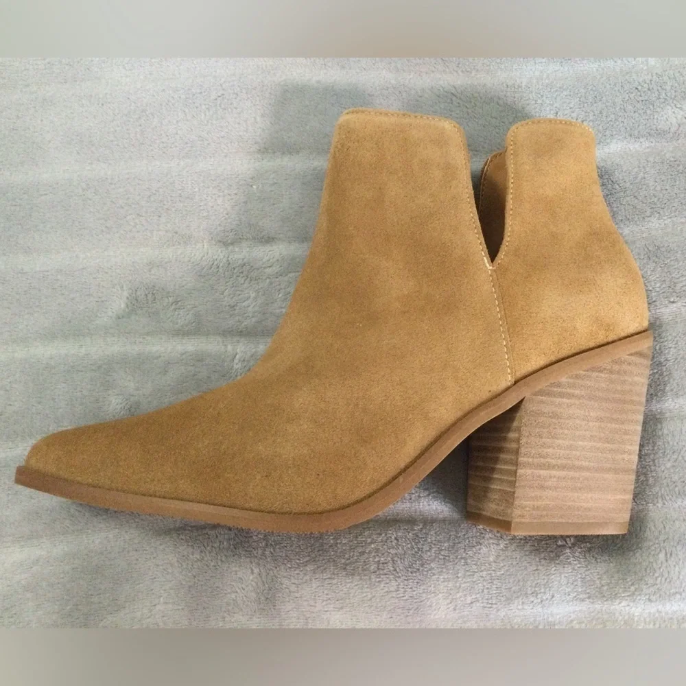 Lisa Vicky Saddle Split Block Heeled Tan Ankle Boots